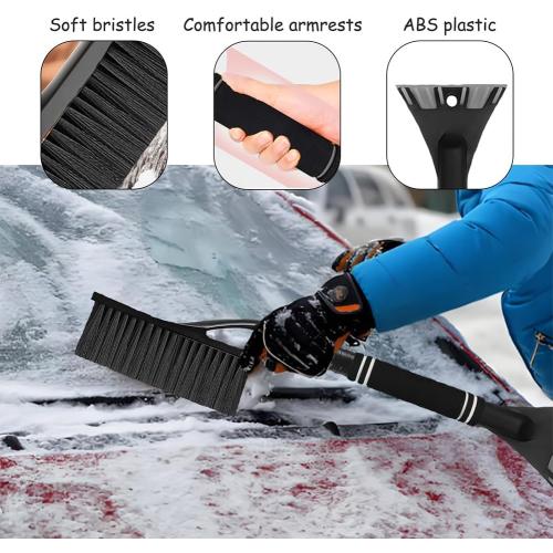 24 Car Snow Brush and Ice Scrapers for Car Windshield, Detachable Snow Scrapers Car Accessories - Black