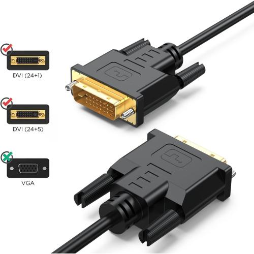 DVI Cable 6 Feet, DVI-D 24 1 Cord Male to Male Digital Video Monitor Cable for Computer, HDTV, Gaming, Monitor, Projector