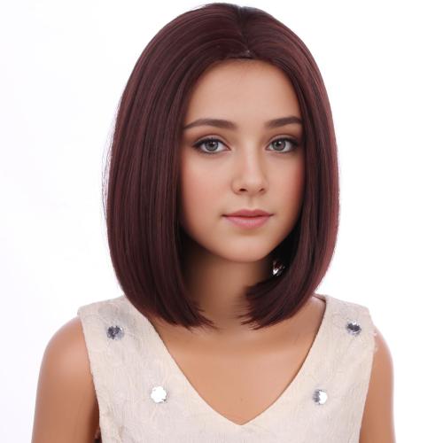 Kids Brown Bob Wig Child Short Straight Bob Wig for Girls Brown Cosplay Party Daily Wear Heat Resistant Synthetic Wigs