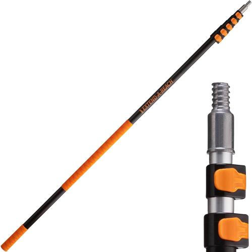 5-24 ft Long Telescoping Extension Pole // Multi-Purpose Extendable Pole with Universal Twist-on Metal Tip // Lightweight and Sturdy // Best Telescopic Pole for Painting, Dusting and Window Cleaning