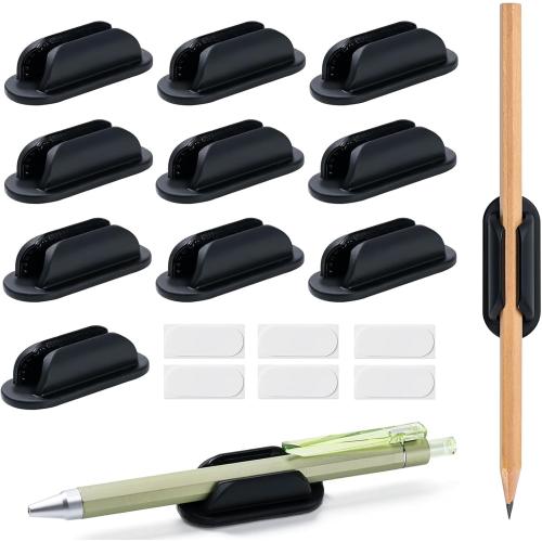 10 Pack Adhesive Pencil Holders for Desk,Silicone Flexible Pen Holder for Wall, Office, School,Home,Classroom Must Haves,Teacher Supplies Accessories,Desk Organizer,Small Gift Back to school