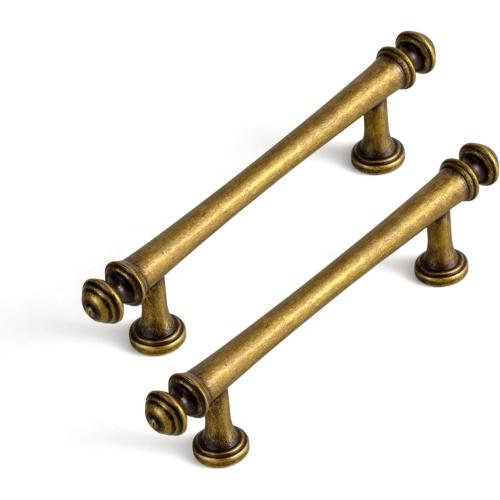Goo-Ki 6 Pack 3-3/4 in（96mm） Hole Center Cabinet Pulls Antique Brass Zinc Alloy Kitchen Drawer Pulls Drawer Handles 9618-GT-96