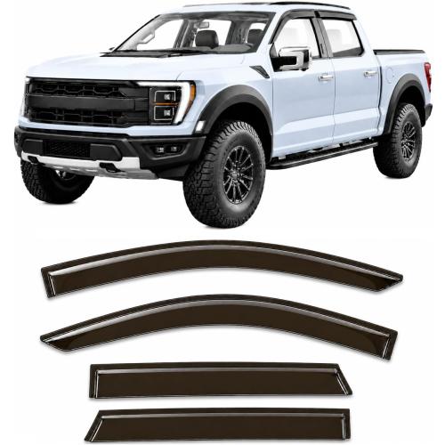2015-2026 Tape-On Rain Guards for Ford F150 SuperCrew Side Window Deflector Visors (Crew cab only) XL XLT Lariat King Ranch Platinum Limited Lightning 2018 2019 2020 2021 2022 2023 2024 2025