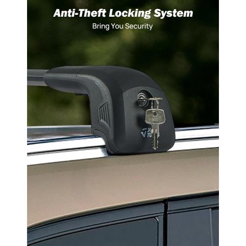 BLACK JOYTUTUS 220lbs Heavy Duty Roof Rack Cross Bars for Mazda CX-50 / CX-50 Hybrid （with Flush Rails） 2023-2025, Anti-Theft Lockable Aluminum Rooftop Luggage Rack Carrier Roof Rail Crossbars