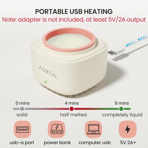 Mini Eyebrow Wax Kit for Women, Wax for Eyebrows Hair Removal, 26 Eye brow Waxing Sticks, 100g Brow Waxing Beads, USB Fast Heat, Smart Constant Temp, Travel or Home Use