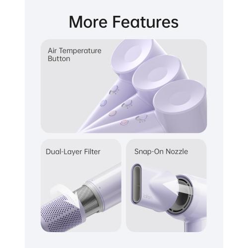 Laifen SE Lite Hair Dryer, Negative Ionic Blow Dryer with 100,000 RPM Brushless Motor for Fast Drying, High-Speed Low Noise Thermo-Control Hairdryer with Lightweight Design for Home/Portable Travel