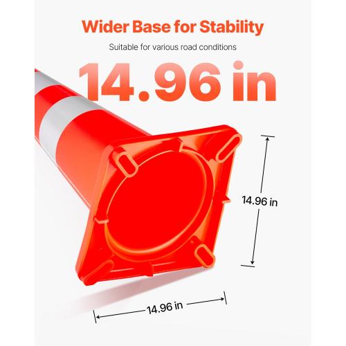 VEVOR Safety Cones, 6 x 36 Traffic Cones, PVC Orange Construction Cones, Reflective Collars Traffic Cones with Weighted Base Used for Traffic Control, Driveway Road Parking and School Improvement