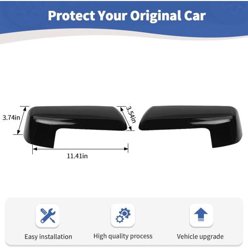 for Silverado Side Mirror Cover Cap Trim Black Fit for Chevy Silverado/GMC Sierra 2019-2025 Black Exterior Accessories 2pcs