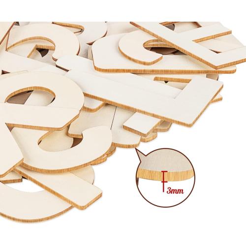 4 Wooden Letters - 52 Pcs Wood Alphabet for Crafts, Sign Decoration, Unfinished Wood for Painting/Wall Decor/Letter Board/DIY