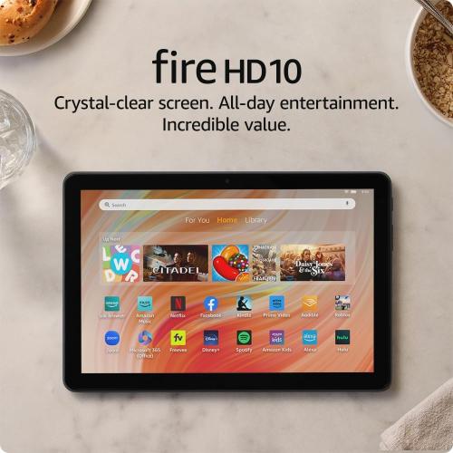 Amazon Fire HD 10 tablet, built for relaxation, 10.1 vibrant Full HD screen, octa-core processor, 3 GB RAM, 32 GB, Black