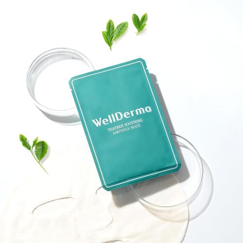 WELLDLERMA Chaisul Tea EXT Soothing Facial Mask (Sheet type), Korean Face Mask, Green Tea Extract for Troulbel Care, Powerful Hydration, Rich Ampoule, Natural Fabric 10ea (2PK)