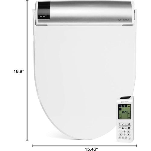 Bio Bidet BB2000 Luxury Electric Bidet Seat with Warm Water Wash & Air Dryer, Heated Seat, Remote Control & Deodorizer, Round