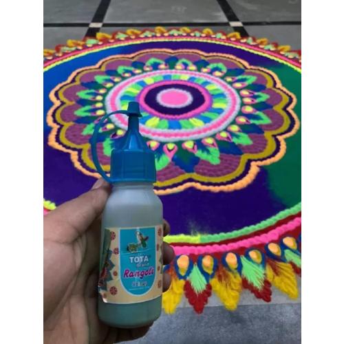 TOTA Rangoli Colours Powder Bottles | Set of 10 Unique Colours Powder in Squeeze Bottles - 800 Gram | Kolam Rangoli Tool for Floor Art, Craft, Home Decor, Pooja
