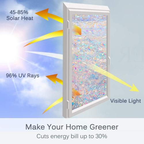 Volcanics Privacy Window Film Decorative Window Cling Glass Film Reflective 3D Window Film 60 x 200CM Non-Adhesive Window Stickers Static Cling Window Covering