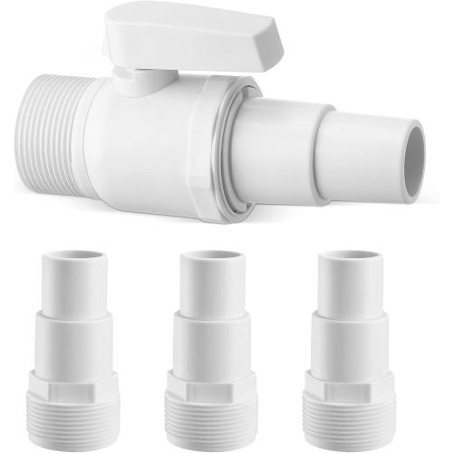 4 Pcs 2 Way Ball Valve Compatible with Hayward SP0729 and Replacement Universal Combo Hose Adapter Compatible with Hayward SPX1091Z7 or SPX1091Z4 for Ground Pool Pump Skimmer