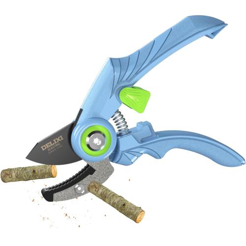 Small Garden Scissors for Gardening, Lightweight Hand Pruning Shears for Women, Sharp Stainless Steel Blade Mini Garden Clippers for Plants, Flowers [Ergonomic Soft Grip][Safety Lock]