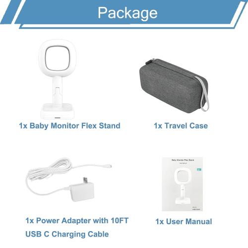 Travel Pack for Nanit Pro Baby Monitor, Travel Stand/Flex Stand for Nanit Pro & Protective Hard Shell Carrying Case, Portable and Easy Storage, 10FT USB C Charging Cable Power Adapter Included