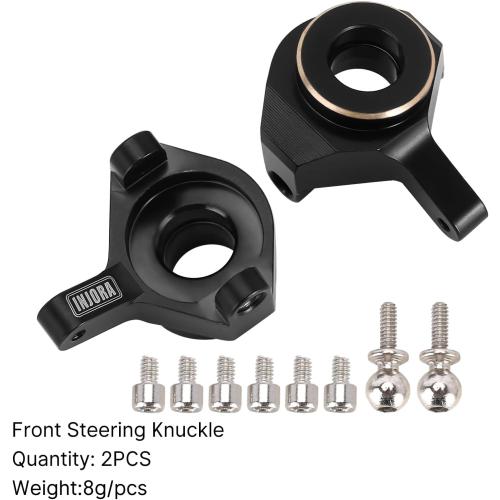 INJORA Brass Front Steering Knuckles Black RC Counterweights for 1/24 RC Crawler Axial SCX24 AX24