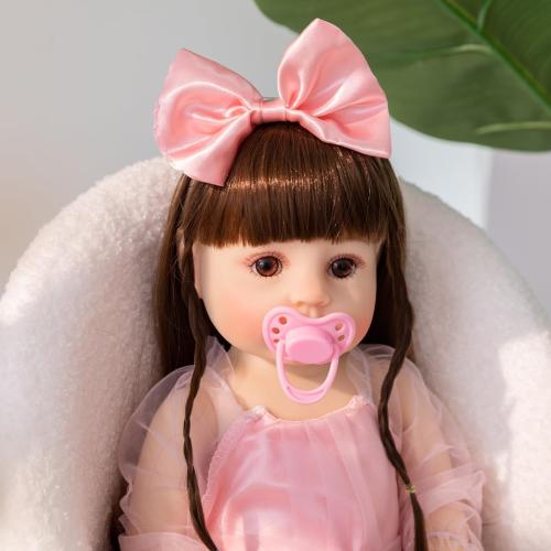 Reborn Baby Dolls - 22 Inch Cute Realistic Baby Doll Body with Hair Silicone Full Vinyl Body Newborn Doll Real Life Like Muñecas Reales para Niñas Toddler Clothes Gift Set for Kid Age3  (Pink Girl)