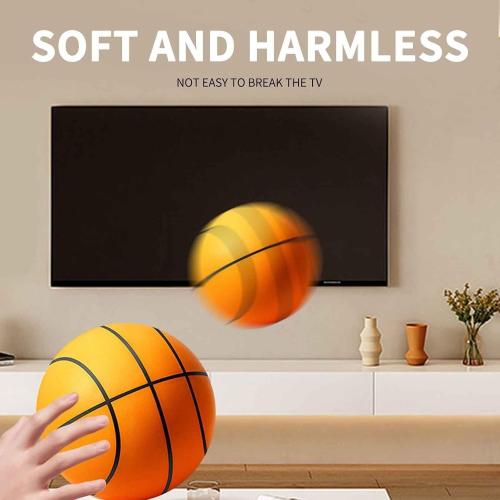 Orange Silent Basketball and Hoop Set, Indoor Basketball Hoop for Kids and Toddlers, Quiet Basketball Dribbling No Noise, Mini Foam Basketball for Door or Wall Mounted, Indoor Dribble and Shoot(Wired Orange)