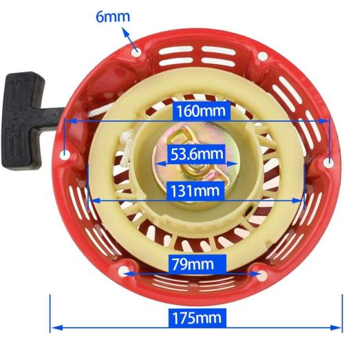 HIAORS Pull Recoil Starter for Predator 196cc 212cc Harbor Freight 5.5hp 5.5hp Coleman CT200U CT200U-EX BT200X KT196 Baja Warrior Heat MB200 MB165 Massimo Mini Bike Hammerhead Go Kart Cart Red Parts