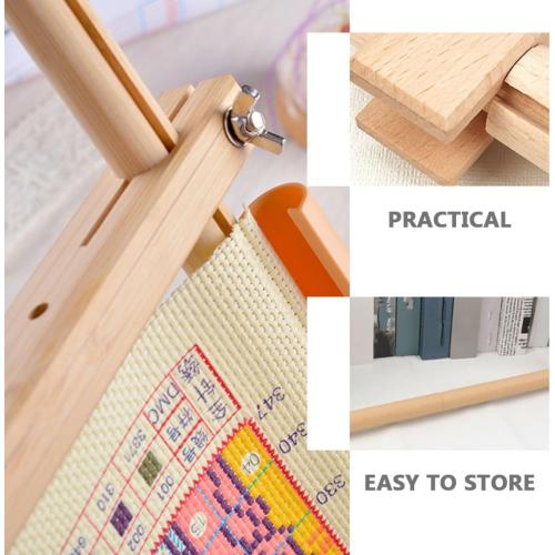 SHERCHPRY Wooden Cross Stitch Stand Compact Embroidery Tapestry Frame Install Beech Wood Embroidery Holder for Tabletop Needlework Craft
