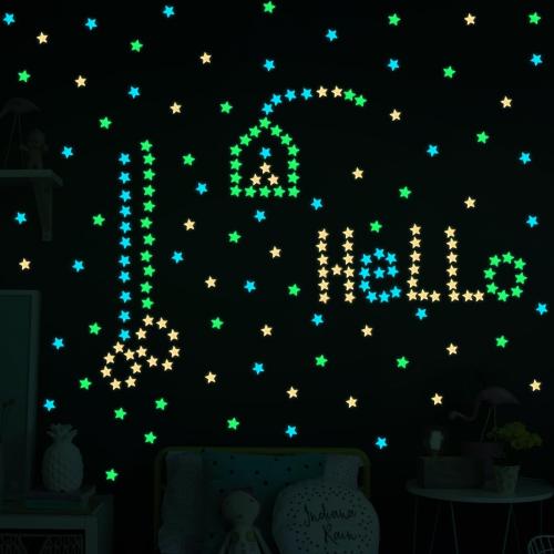 AM AMAONM 100 Pcs Colorful Glow in The Dark Luminous Stars Fluorescent Noctilucent Plastic Wall Stickers Murals Decals for Home Art Decor Ceiling Wall Decorate Kids Babys Bedroom Room Decorations