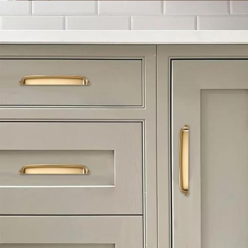 khtumeware 2 Pack Champagne Bronze Cup Pulls 4 Inch Center to Center - Cabinet & Drawer Handles for Kitchen Hardware