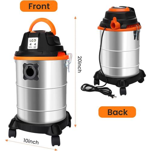 LIGO Shop Vacuum Wet and Dry, 4 Gallon Shop Vac with Accessories, Staninless Steel Tank, 4HP, for Workshop, Garage, Home and Car Vacuum Cleaner ‼️has mild scratches ‼️