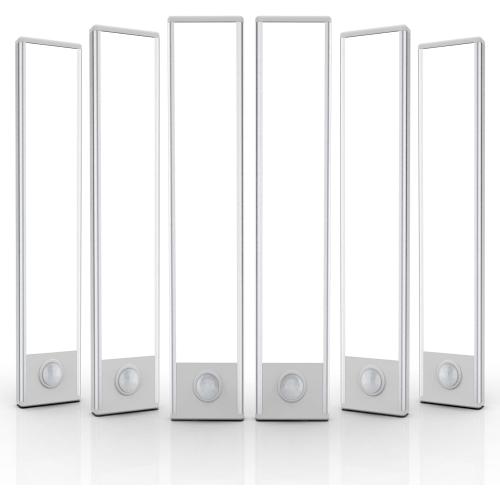 6 Pack Under Cabinet Lights Wireless, 32 LED Motion Sensor Light Indoor Rechargeable Magnetic Closet Lights Battery Operated, Under Counter Lights for Kitchen, Wardrobe, Hallway, Stairs