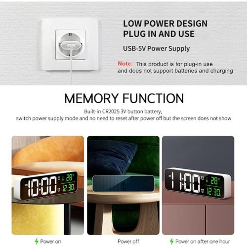 Abovsare Digital Clock for Bedroom, Clocks for Living Room Decor, Desk Table Clock, Alarm Clock Large Display with Date Week Temperature, Automatic Brightness Dimmer, Smart Cool Modern (Black Blue)