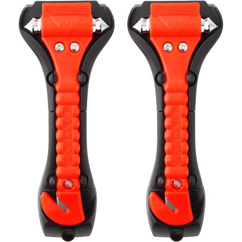 SINSEN Car Safety Hammer Set of 2 Emergency Escape Tool Auto Car Window Glass Hammer Breaker and Seat Belt Cutter Escape 2-in-1 for Family Rescue & Auto Emergency Escape Tools