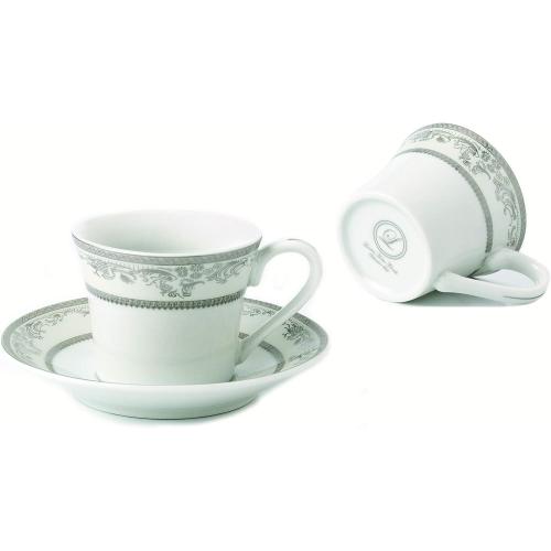 6Pc 2oz Silver Lorren Home Trends Juliette-6 Espresso or Demitasse Cups, Silver., Holds 2 Ounces
