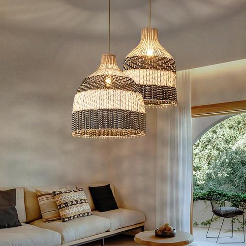 Rattan Farmhouse Chandelier Light Fixtures, Boho Large Pendant Light,Hand Woven Chandeliers,Rustic Chandeliers Hanging Light Fixtures,for Kitchen Island,Dining