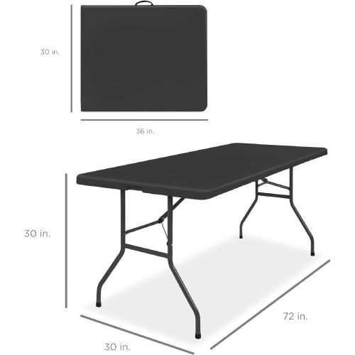 Best Choice Products 6ft Plastic Folding Table, Indoor Outdoor Heavy Duty Portable w/Handle, Lock for Picnic, Party, Camping - Black