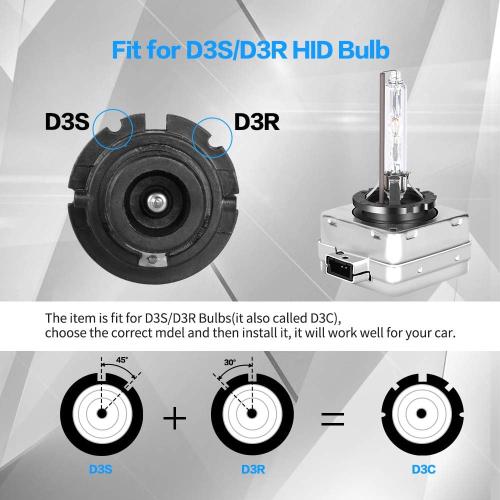 D3S/D3R 6000K Xenon HID Replacement Bulb White Metal Stents Base 12V Car Headlight Lamps Head Lights 35W 1pair (D3S/D3R