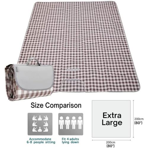 K Y KANGYUN Outdoor Picnic Blanket 80 x 80, Extra Large Beach Blanket, Foldable Lightweight Waterproof Sand Mat, Picnic Blanket for Beach Camping Hiking Park Patio (Brown, 80x80 inch)