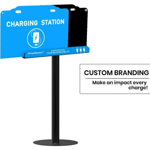 Floor Standing Cell Phone Charging Station Multi-Device Station with 8 Charger Ports Compatible with Smartphones Tablets Application for Schools, Office, Shopping Malls