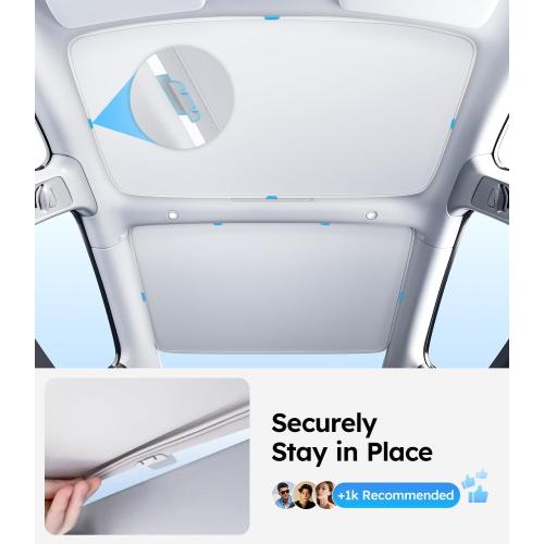 Wigoo Tesla Model 3 Sunshade Roof [Never Sag, Nano Ice-Crystal Coatings] 3-Gen Heat Insulation Glass Roof Sun Shade, Accessories for Tesla Model 3 2020~2026 Highland, Interior Gray