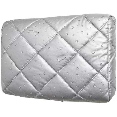 Indoor Window Air Conditioner Cover, Silver, Quilted Insulated Waterproof, Double-Layer Cotton Padding, Windproof Design (L-23.2*14.5*3in)