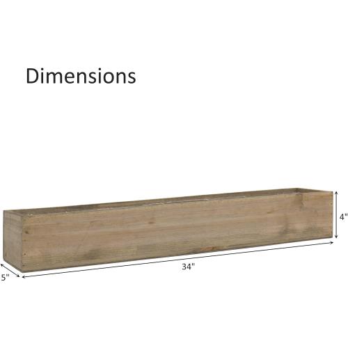 CYS EXCEL Rectangle Wood Planter Box with Removable Plastic Liner (H:4 Open:34x5) | Multiple Size Choices Wood Rectangular Planter | Indoor Decorative Window Box
