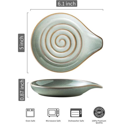 LAUCHUH Spoon Rest, 5 Large Spoon Holder for Stove Top Ceramic Spoon Rest Spatula Rest for Kitchen Utensils, Ladle, Coffee Spoons, Cooking spoons, Spatula, Tongs, Christmas, Unique Gray