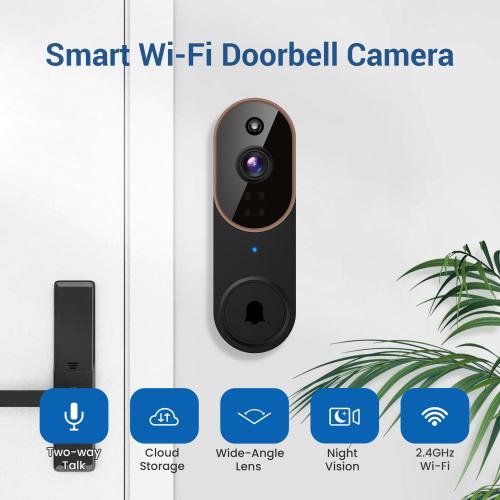 1080P Wireless Video Doorbell Camera, AI Human Detection, Cloud Storage, Two-Way Audio, 2.4GHz Wi-Fi Support, Real-Time Alerts, Easy Installation, Night Vision (Brown)