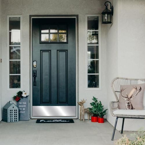 Door Metal Kick Plate 6x28 inches Aluminum Decorative Plates Protector for 30 inches Front Doors, 18 Ga Thickness 6x 28 (Silver)