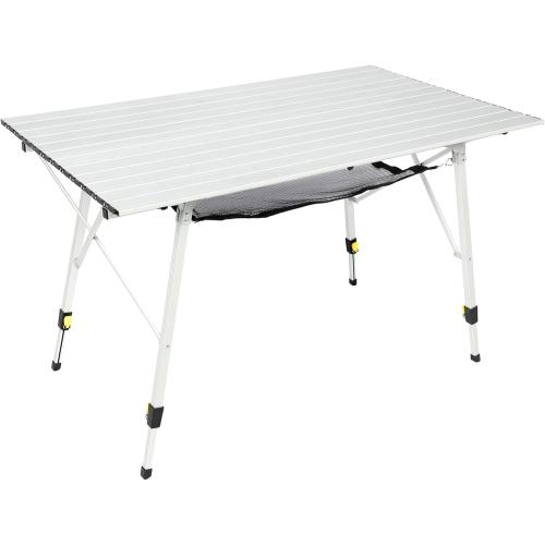 Portal Camping Table Portable Foldable with Adjustable Legs, Aluminum Folding Table Roll Up Table with Carrying Bag for Outdoor, Beach, Picnic, Backyards, BBQ and Party, Silver, Big