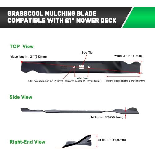 Black 21 inch Mulching Blade for Troy Bilt 942-0741A TB110 TB240 TB230 TB130 TB200 TB160 TB210 TB280ES TB320 TB115 TB220 MTD Cub Cade Craftsman 742-0741 742-0741A 942-0741 21 Deck Lawn Mower