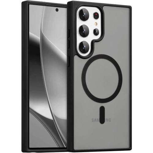 RALEAVO for Samsung Galaxy S23 Ultra Case Strong Magnetic Case [Compatible with Magsafe] Slim Shockproof Protective Phone Cover for S23 Ultra Phone Case with Translucent Hard Back,Black