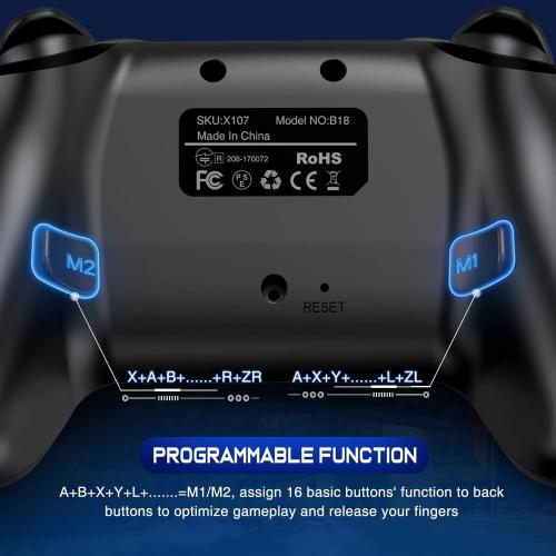 Wireless Switch Controller for Nintendo Switch/Switch 2/Lite/OLED Controller, Switch Controller with a Mouse Touch Feeling on Back Buttons, Extra Switch Pro Controller with Wake-up,Programmable, Turbo Function