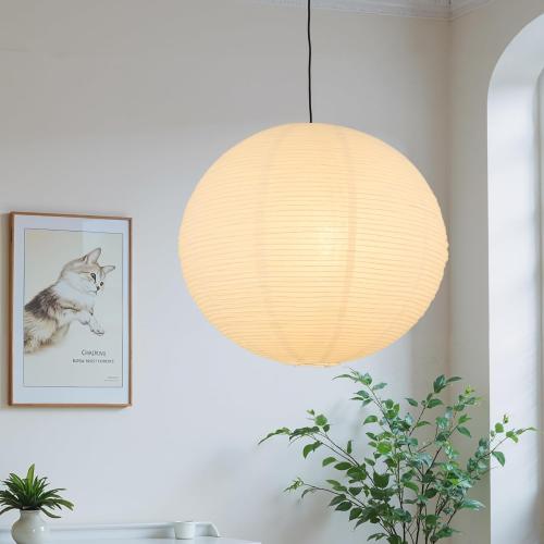 White Round Paper Lantern Lampshade, 20x20'' Large Paper Lanterns Pendant Light Shade, Chinese Foldable Design for Living Room, Bedroom, Ceiling Lampshade Party Decor