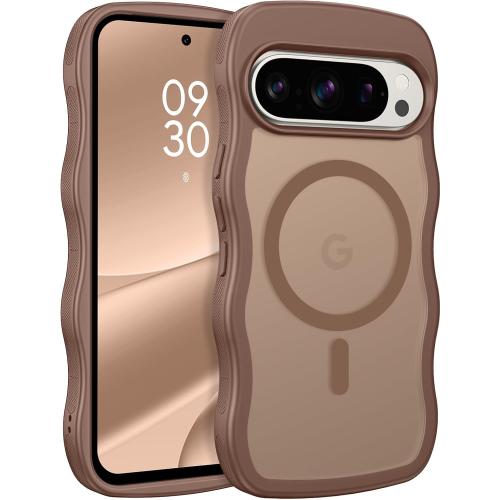 BENTOBEN Magnetic for Google Pixel 10 Pro Case Cute, Curly Wavy Pixel 10Pro Case [Compatible with MagSafe] Anti-Slip Bumper Matte Slim Women Men Boys Phone Cover for Google 10Pro 6.3, Desert Titanium